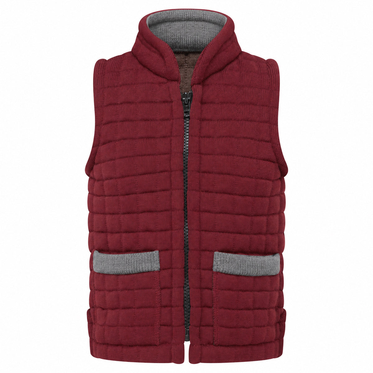 Thermatex Childs Gilet in Burgundy with Grey trim #Trim colour_Grey
