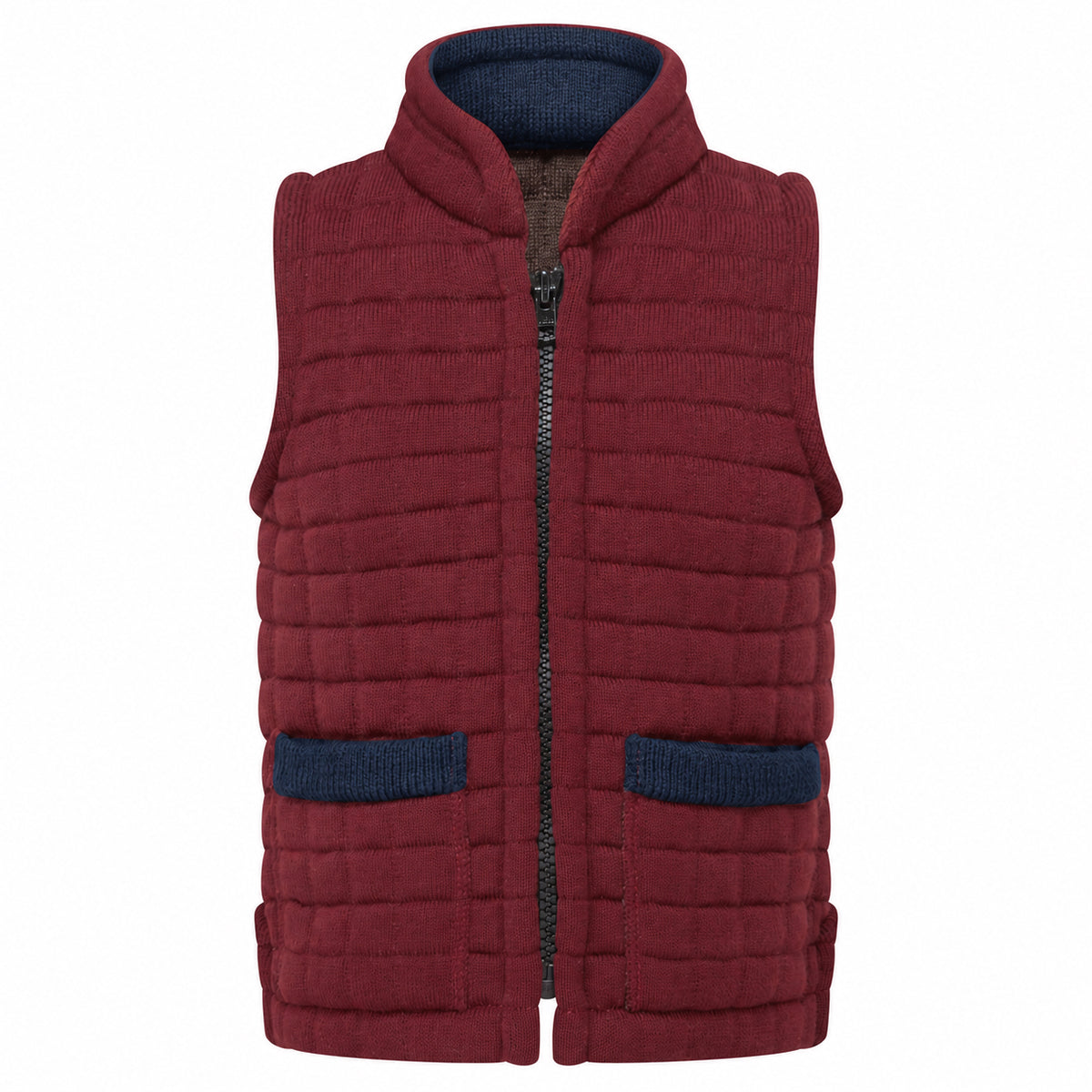 Thermatex Childs Gilet in Burgundy with Navy trim #Trim colour_Navy