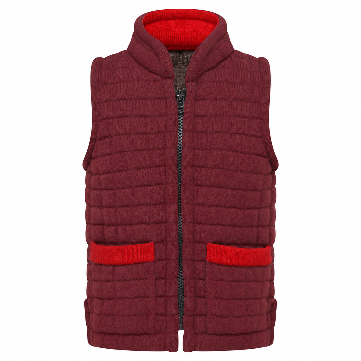 Thermatex Childs Gilet in Burgundy with Red trim #Trim colour_Red