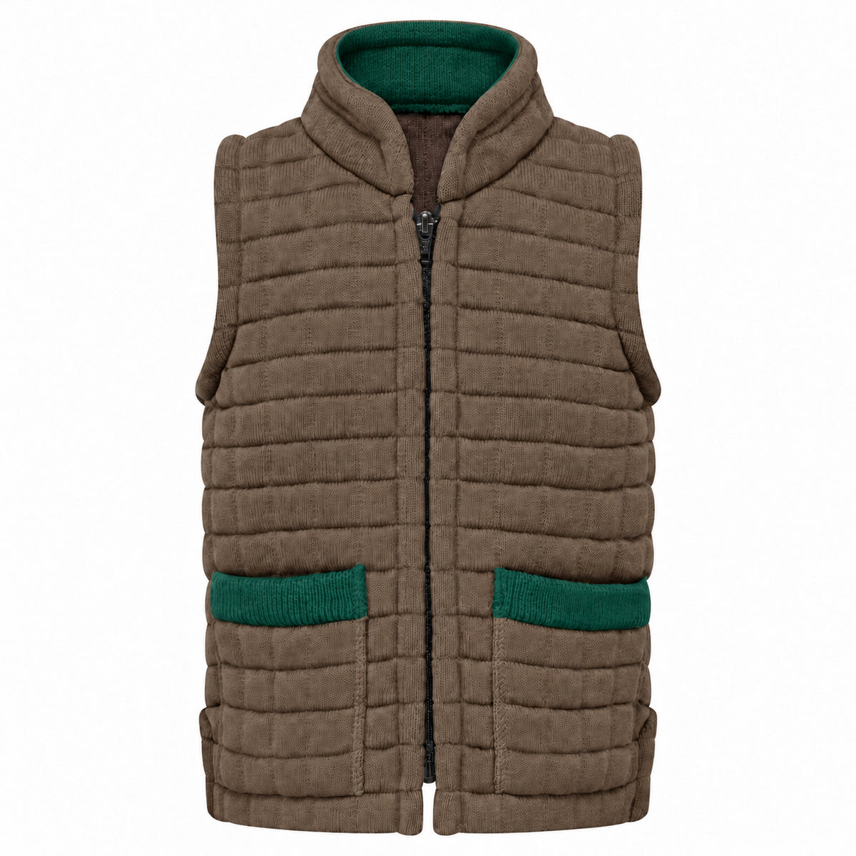 Thermatex Childs Gilet in Coffee with Bottle trim #Trim colour_Bottle