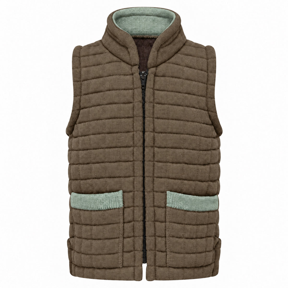 Thermatex Childs Gilet in Coffee with Duck Egg trim #Trim colour_Duck Egg