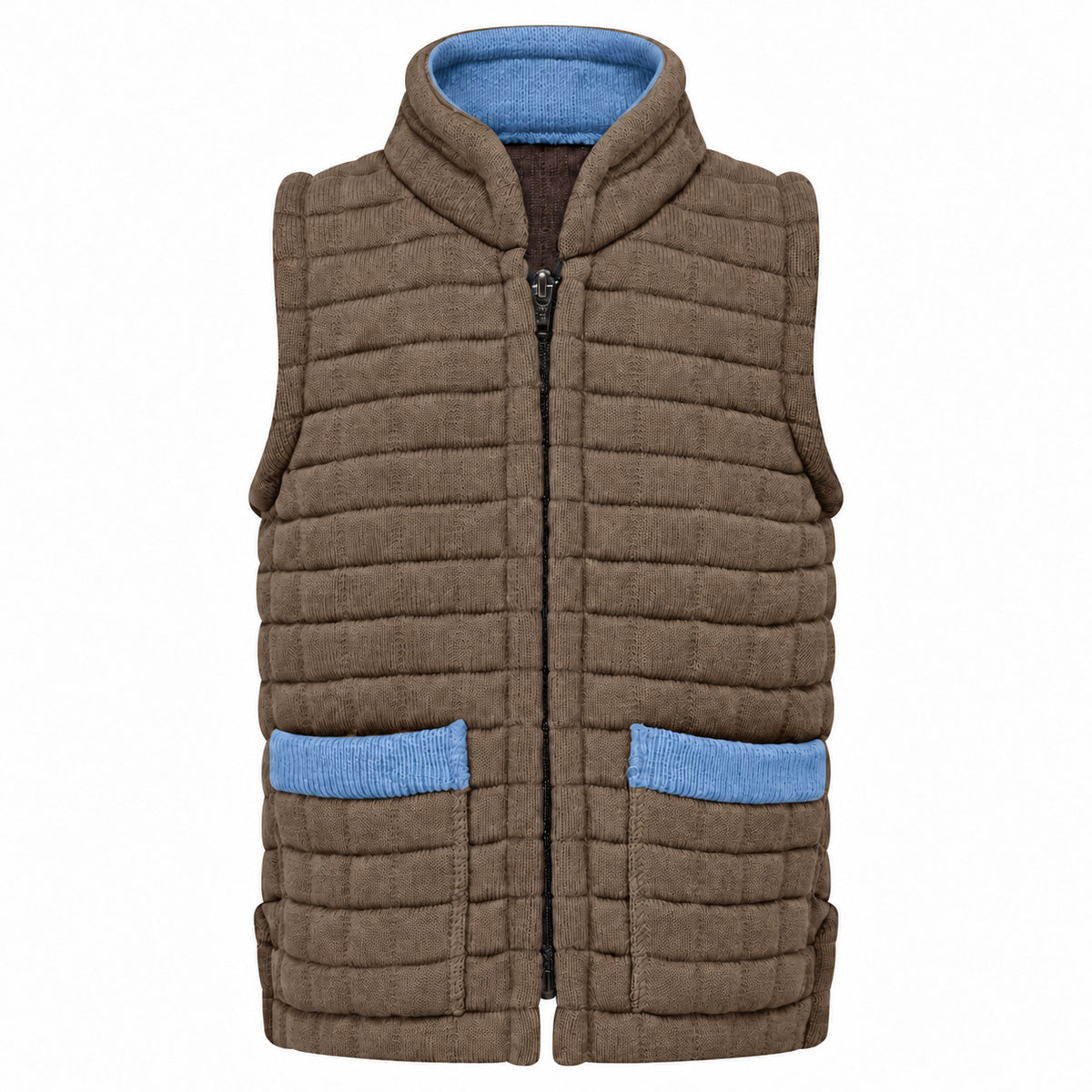 Thermatex Childs Gilet in Coffee with Mediterranean trim #Trim colour_Mediterranean