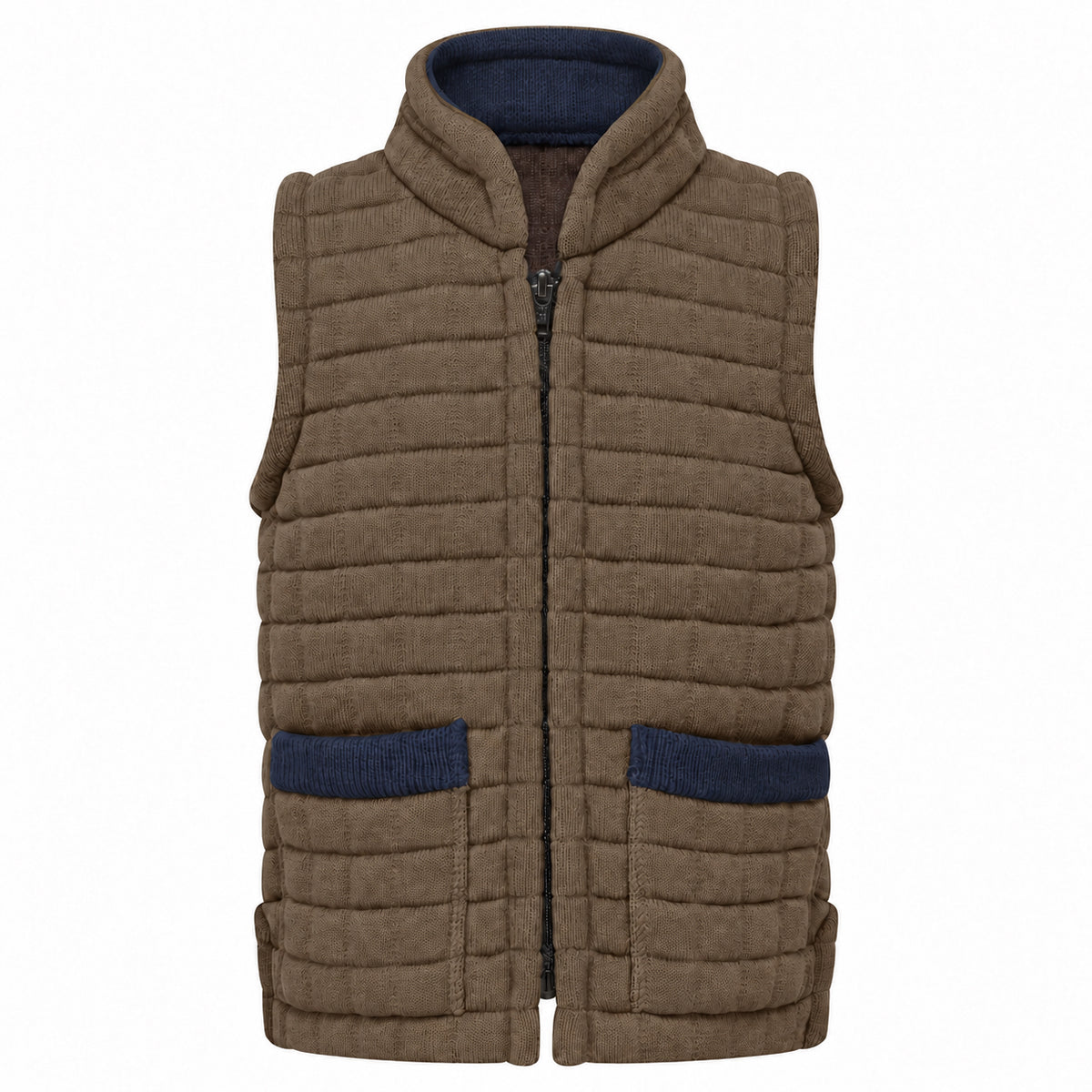 Thermatex Childs Gilet in Coffee with Navy trim #Trim colour_Navy