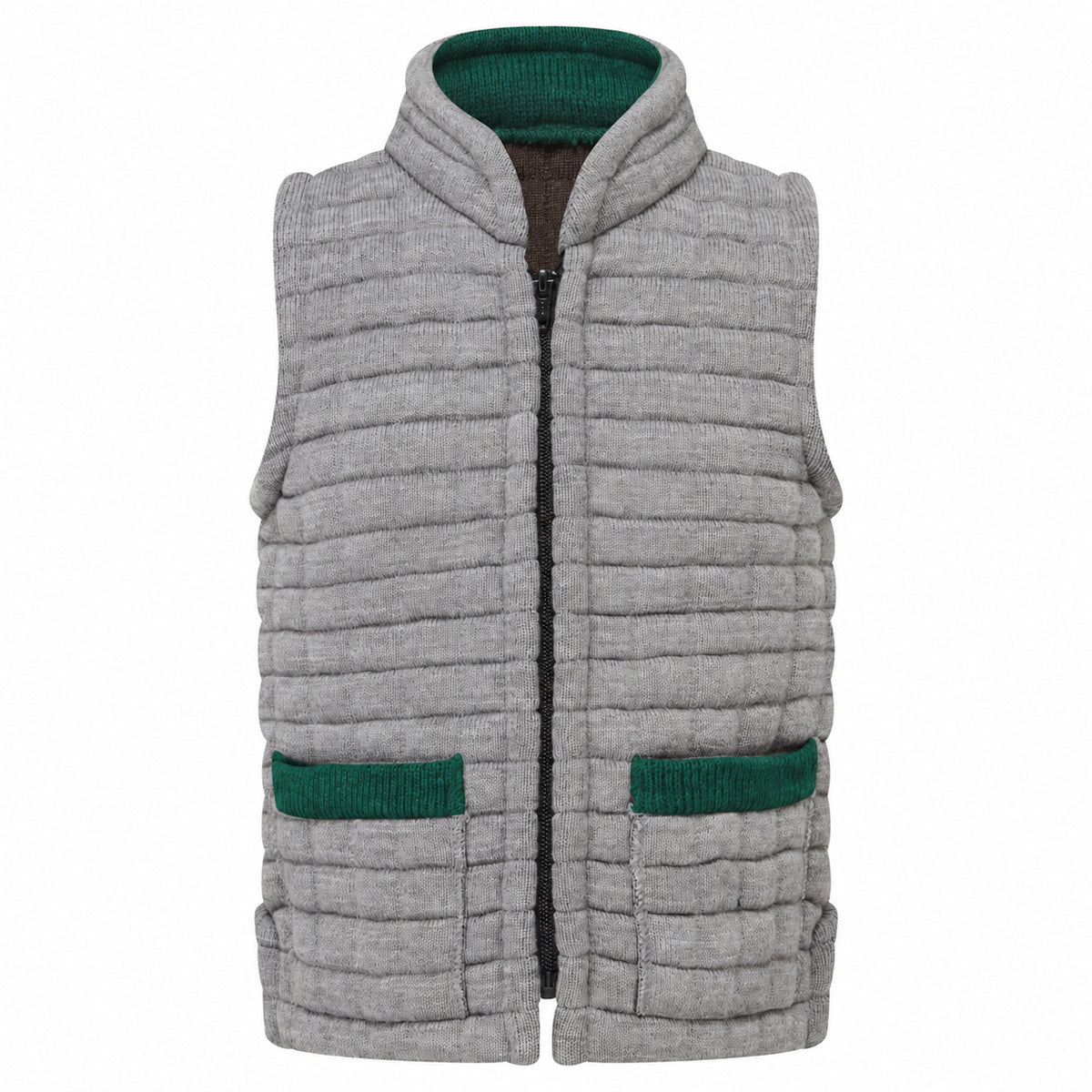 Thermatex Childs Gilet in Grey with Bottle trim #Trim colour_Bottle