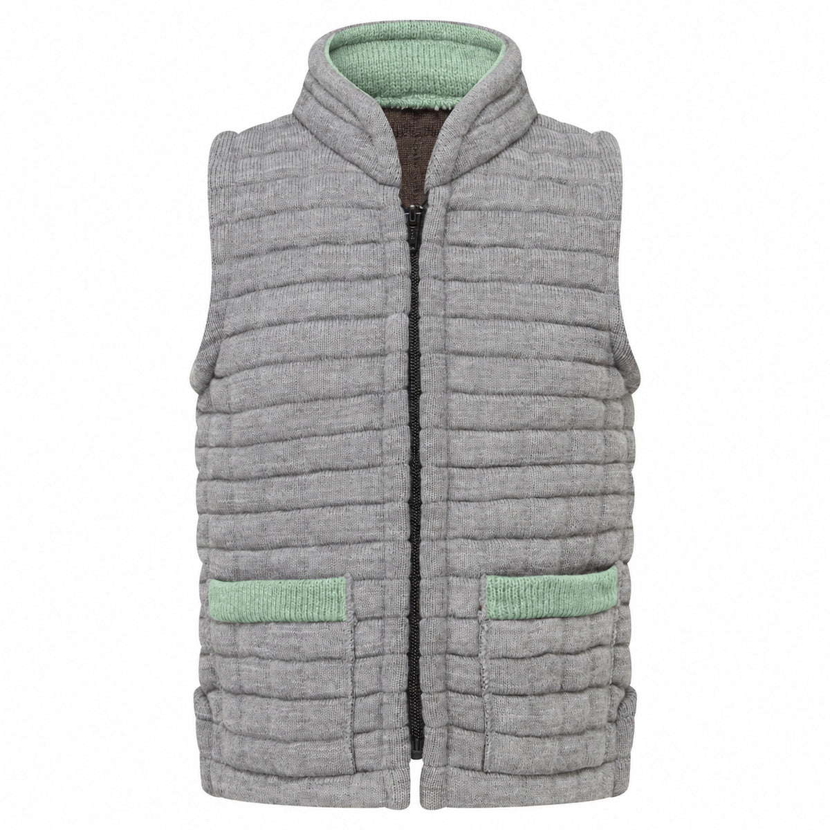 Thermatex Childs Gilet in Grey with Duck Egg trim #Trim colour_Duck Egg