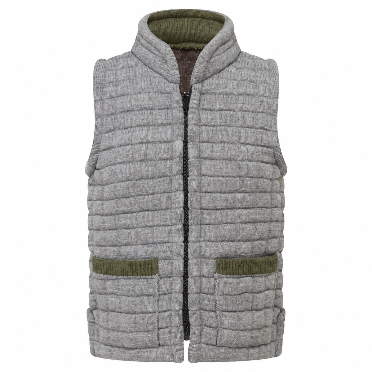 Thermatex Childs Gilet in Grey with Khaki trim #Trim colour_Khaki