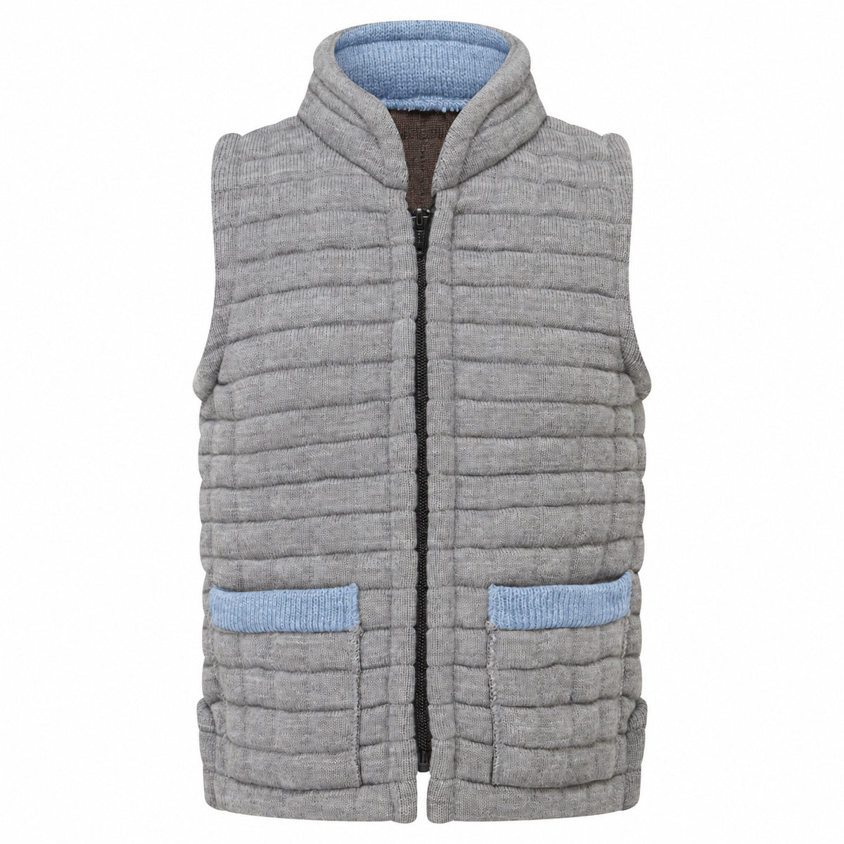 Thermatex Childs Gilet in Grey with Mediterranean trim #Trim colour_Mediterranean