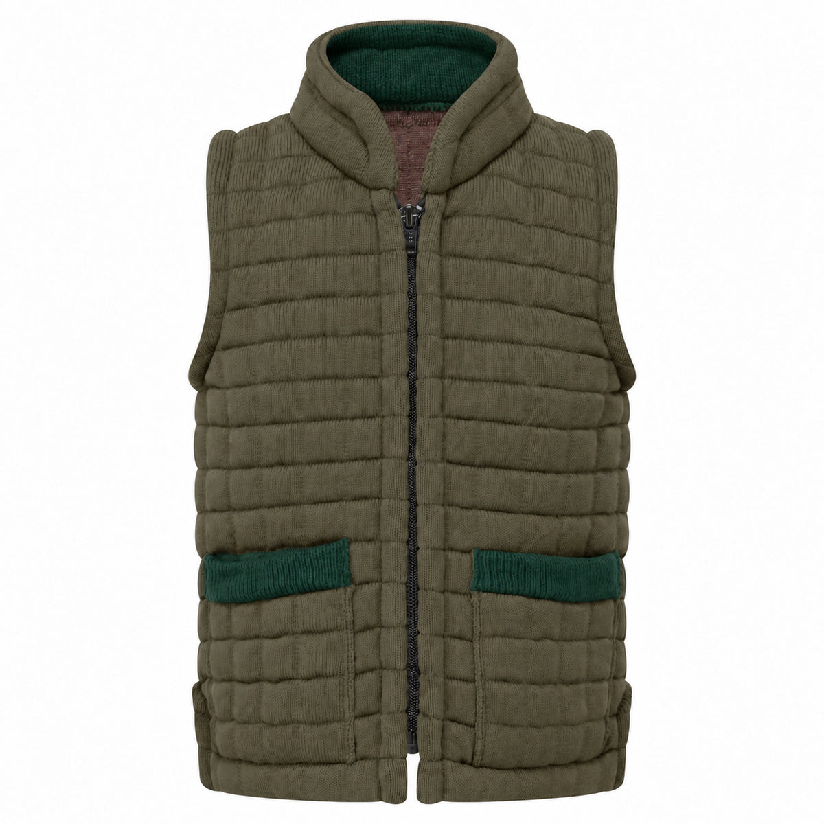 Thermatex Childs Gilet in Khaki with Bottle trim #Trim colour_Bottle