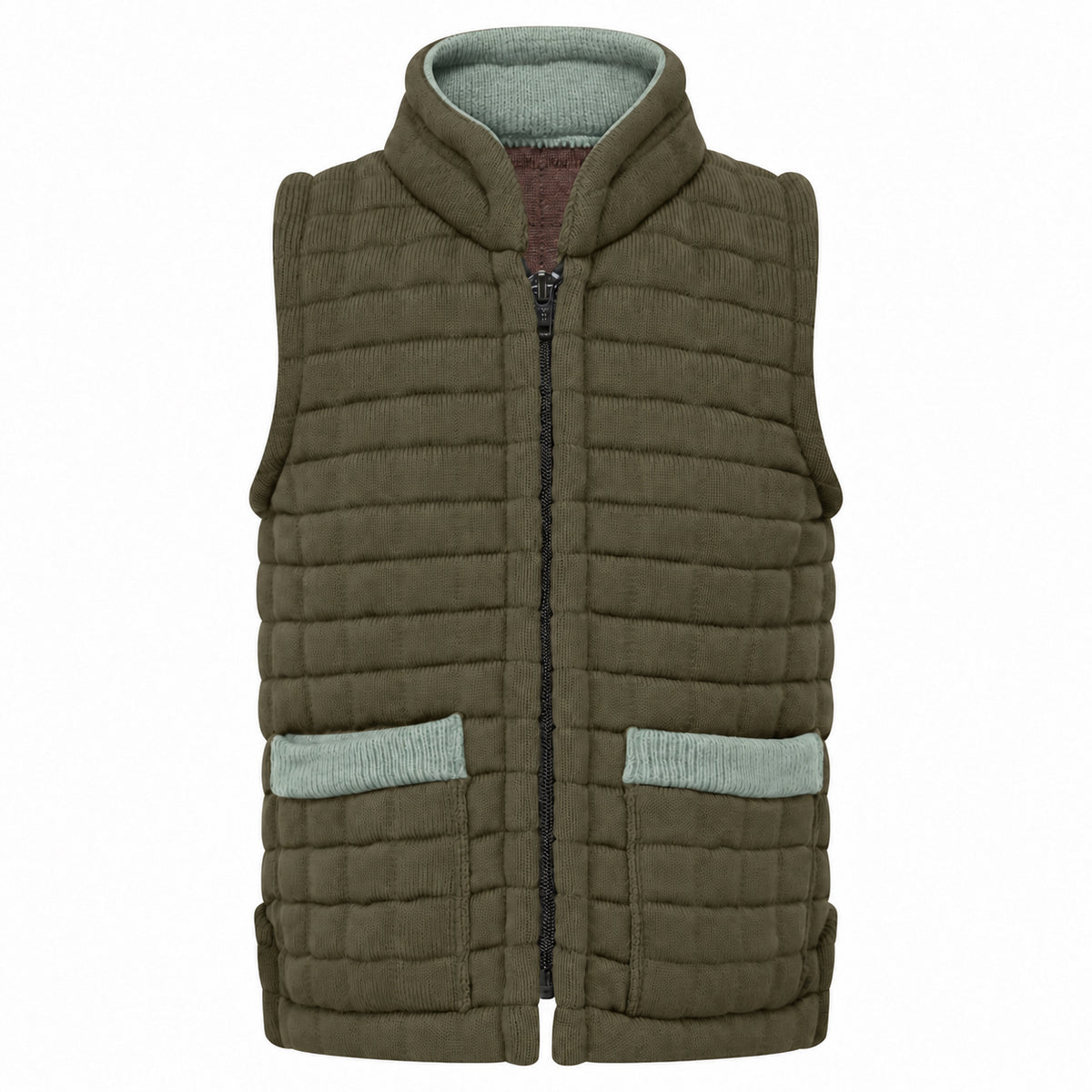 Thermatex Childs Gilet in Khaki with Duck Egg trim #Trim colour_Duck Egg