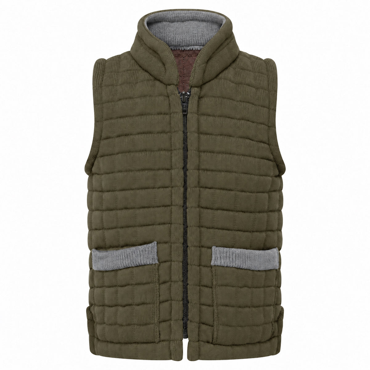 Thermatex Childs Gilet in Khaki with Grey trim #Trim colour_Grey