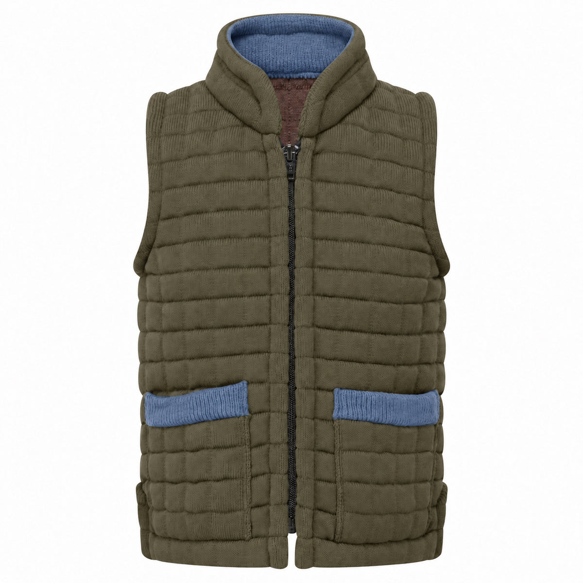 Thermatex Childs Gilet in Khaki with Mediterranean trim #Trim colour_Mediterranean