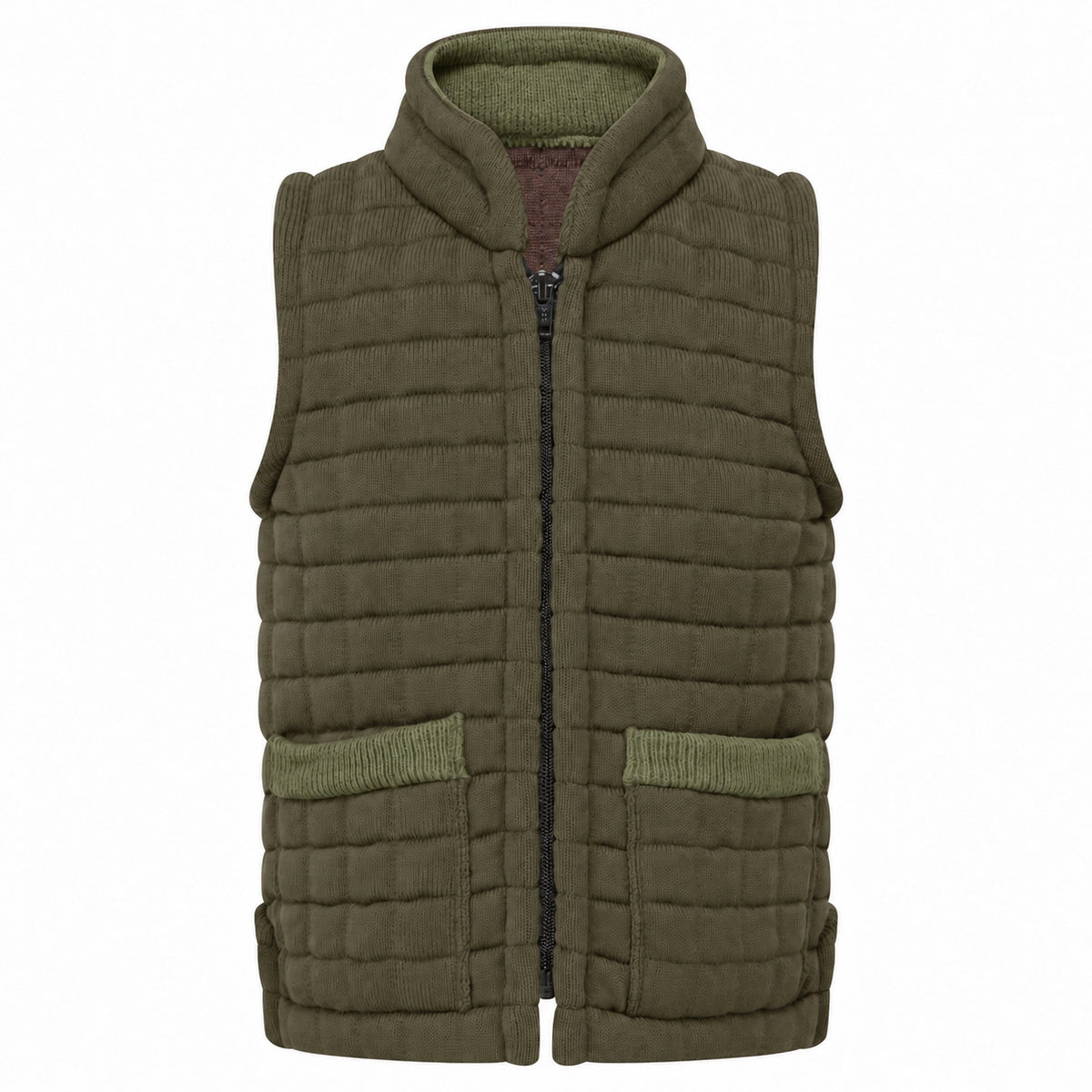 Thermatex Childs Gilet in Khaki with Olive trim #Trim colour_Olive