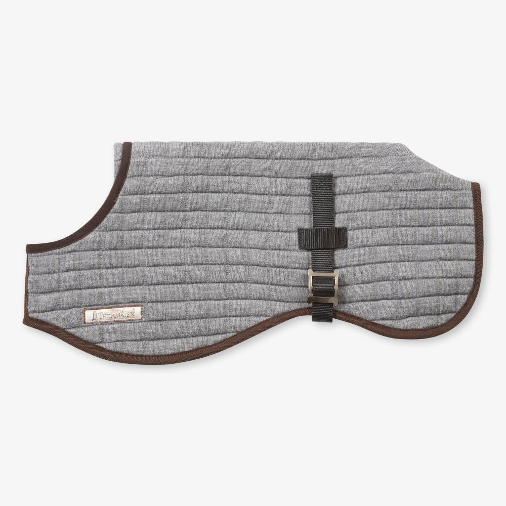 Thermatex Dog Coat in School Grey, side view