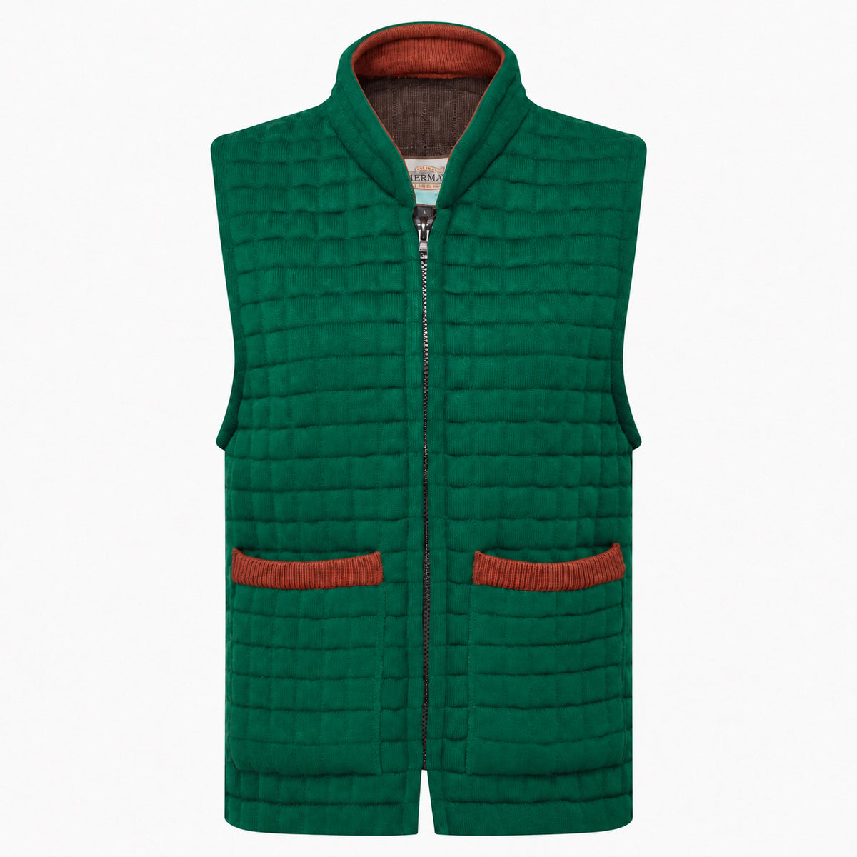 Thermatex Ladies Gilet in Bottle with Cinnamon trim #Trim colour_Cinnamon