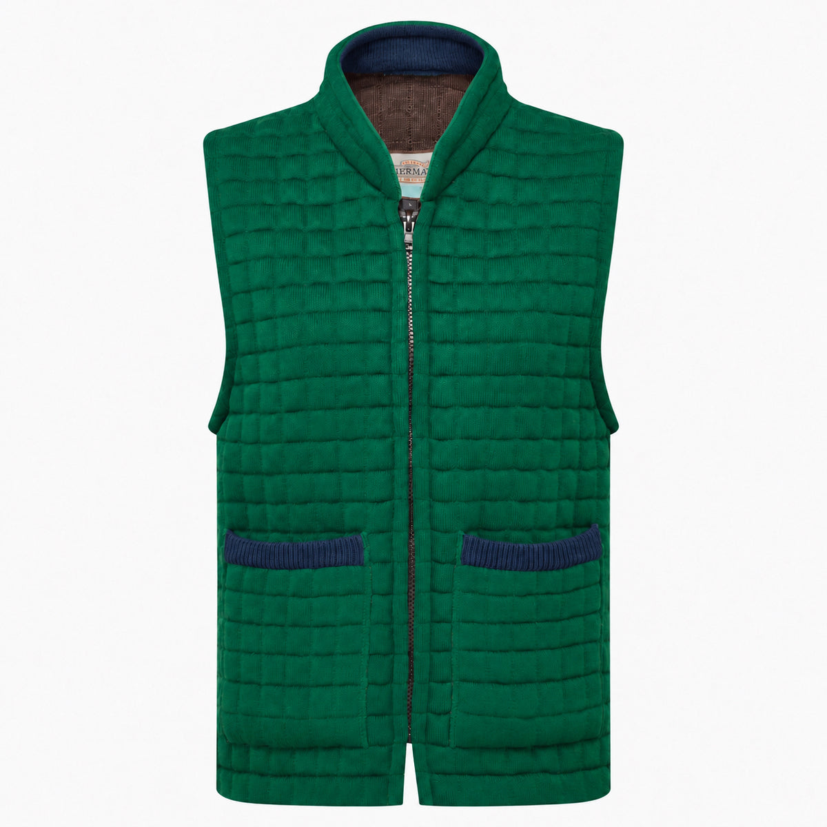 Thermatex Ladies Gilet in Bottle with Navy trim #Trim colour_Navy