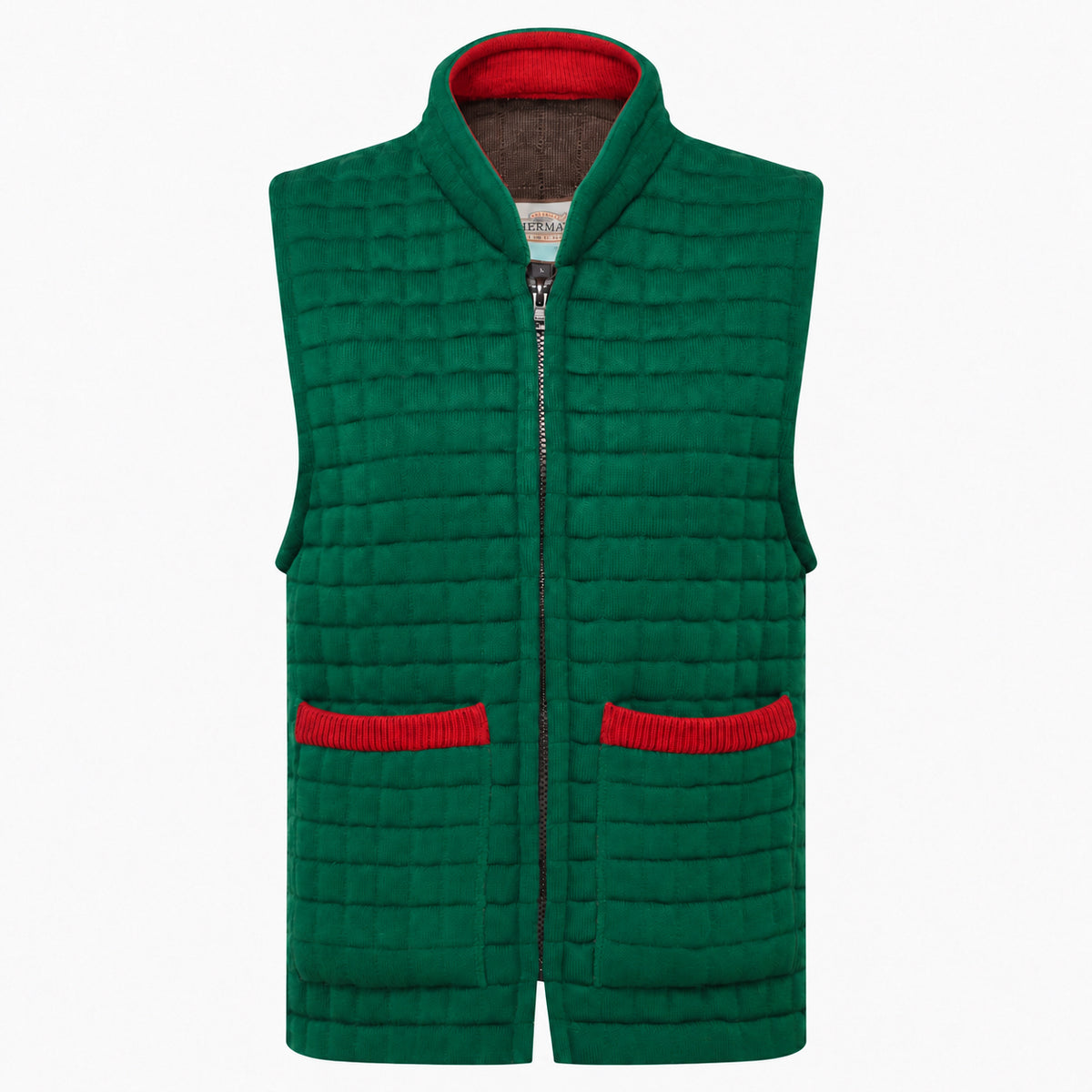 Thermatex Ladies Gilet in Bottle with Red trim #Trim colour_Red