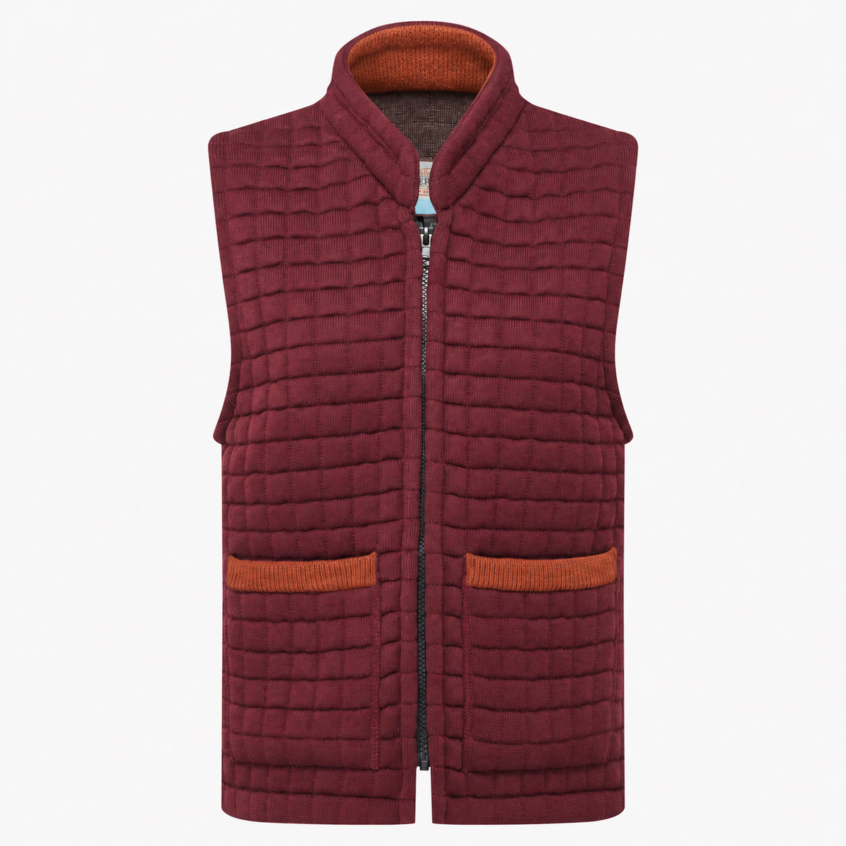 Thermatex Ladies Gilet in Burgundy with Cinnamon trim #Trim colour_Cinnamon