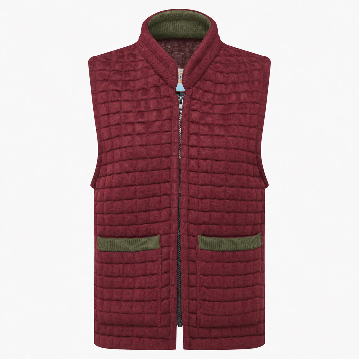 Thermatex Ladies Gilet in Burgundy with Khaki trim #Trim colour_Khaki