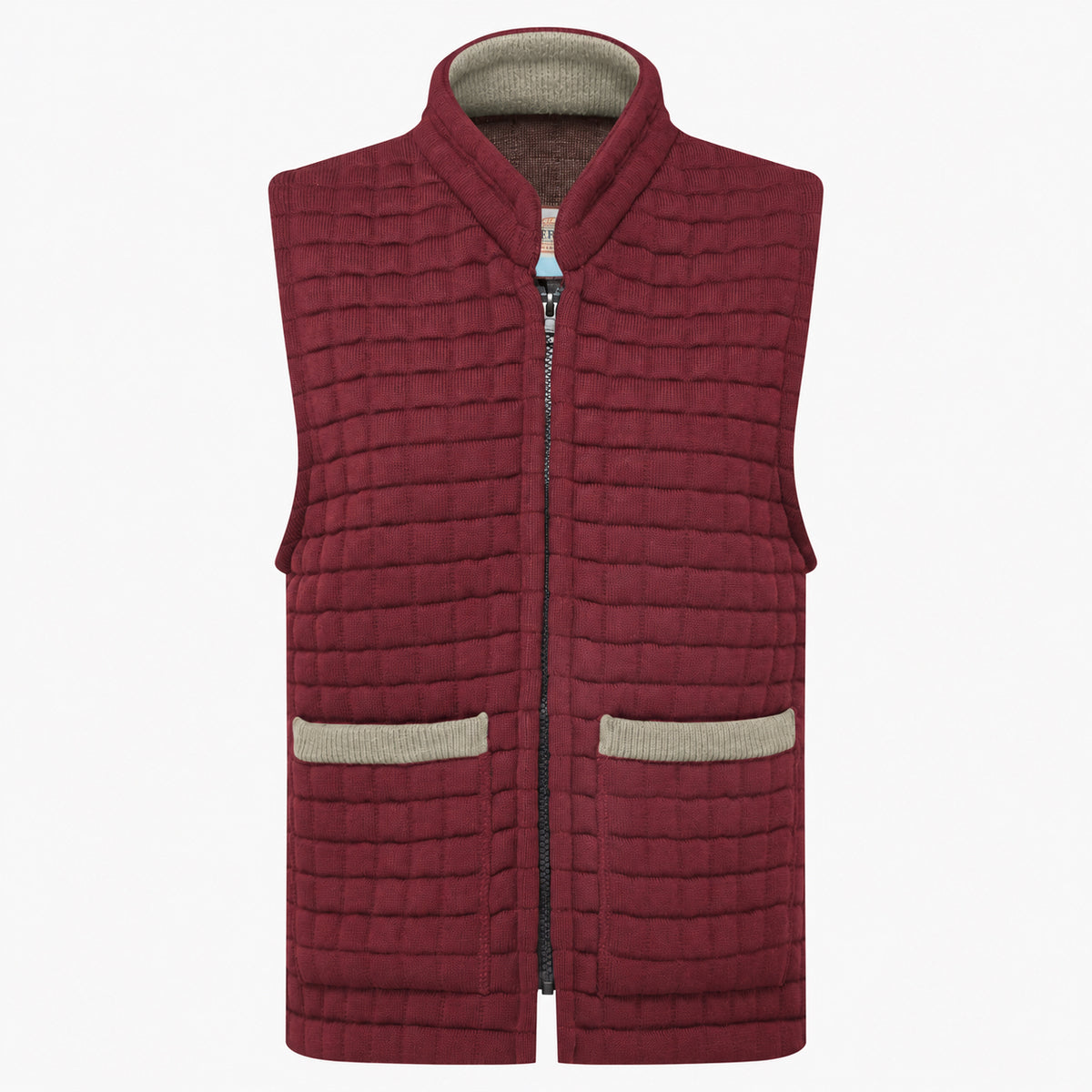 Thermatex Ladies Gilet in Burgundy with Mouse trim #Trim colour_Mouse