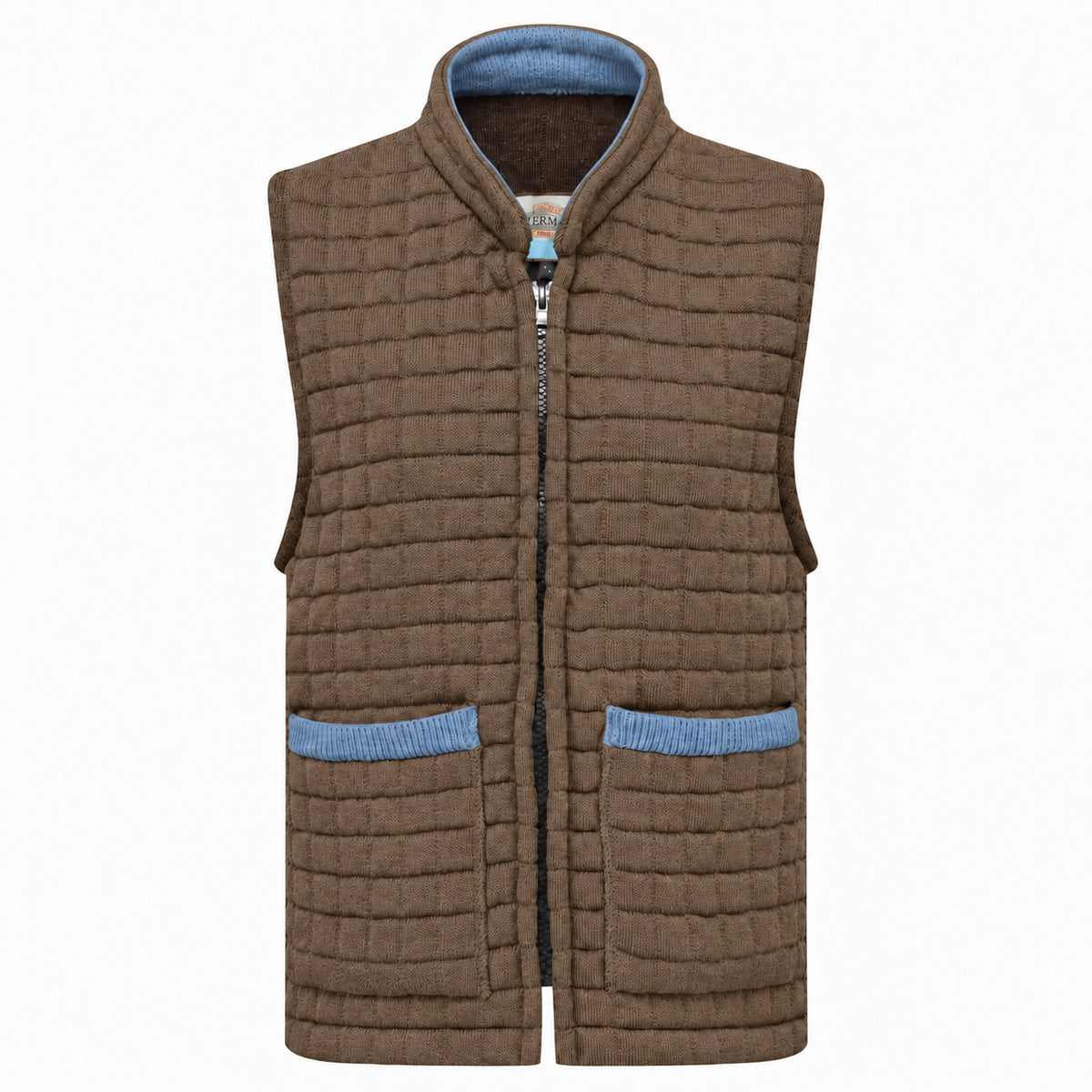 Thermatex Ladies Gilet in Coffee with Mediterranean trim #Trim colour_Mediterranean