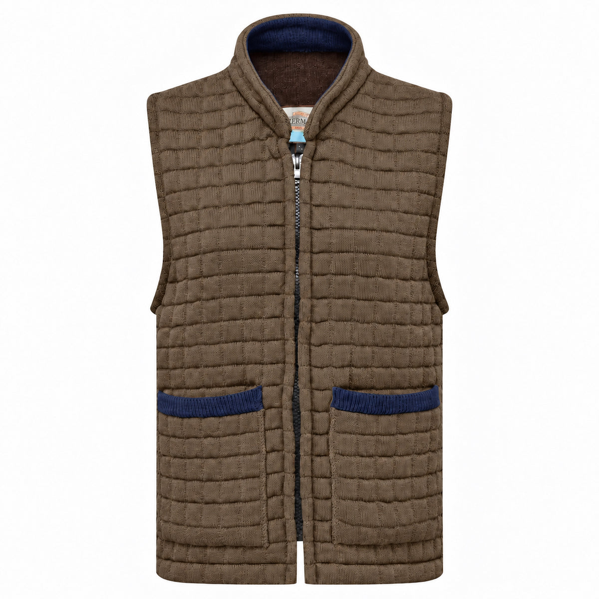 Thermatex Ladies Gilet in Coffee with Navy trim #Trim colour_Navy