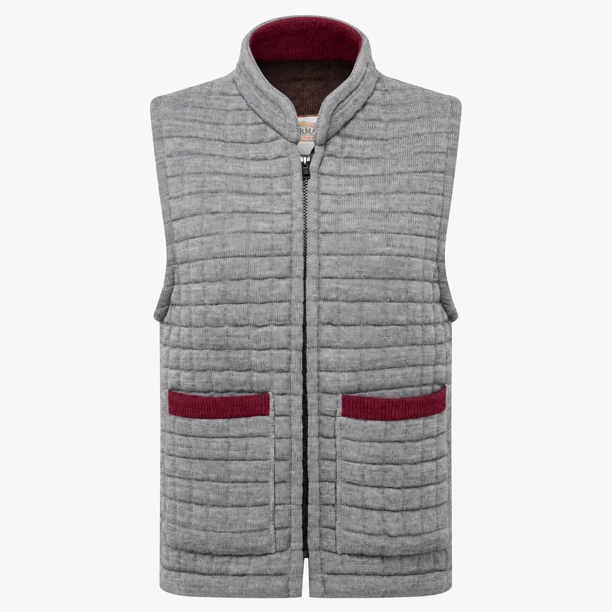 Thermatex Ladies Gilet in Grey with Burgundy trim #Trim colour_Burgundy