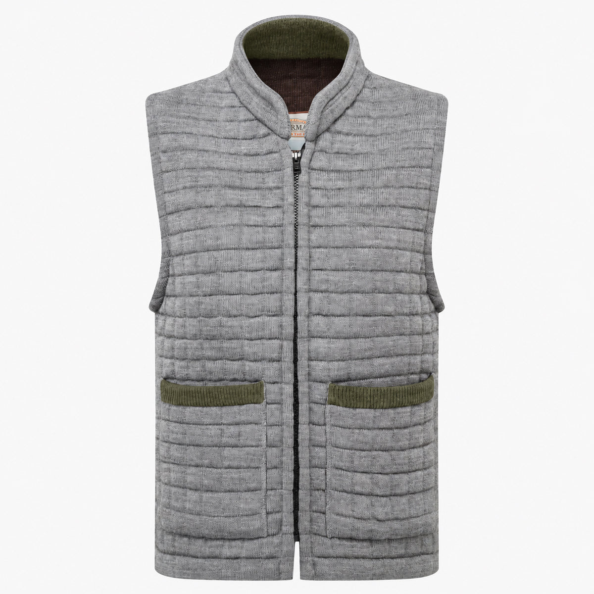 Thermatex Ladies Gilet in Grey with Khaki trim #Trim colour_Khaki