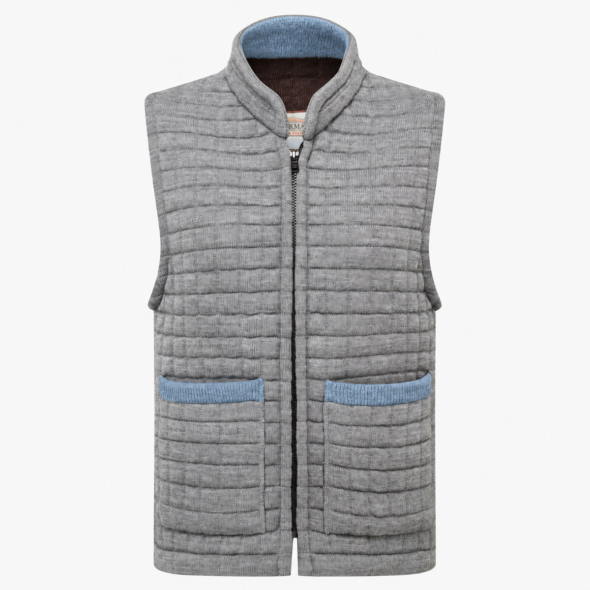 Thermatex Ladies Gilet in Grey with Mediterranean trim #Trim colour_Mediterranean