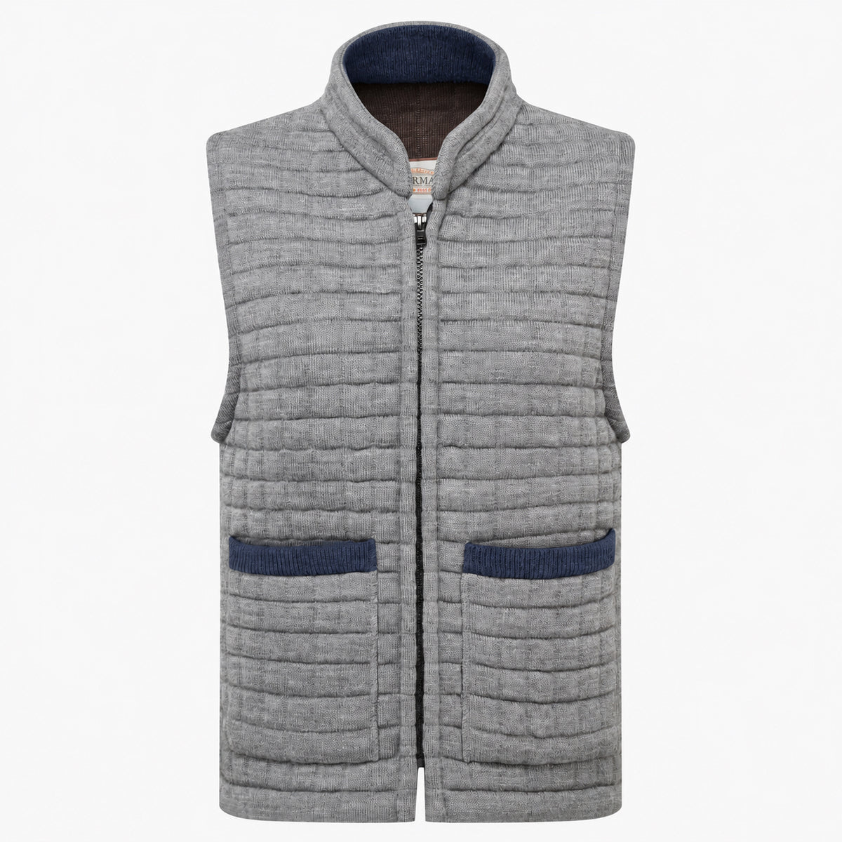 Thermatex Ladies Gilet in Grey with Navy trim #Trim colour_Navy