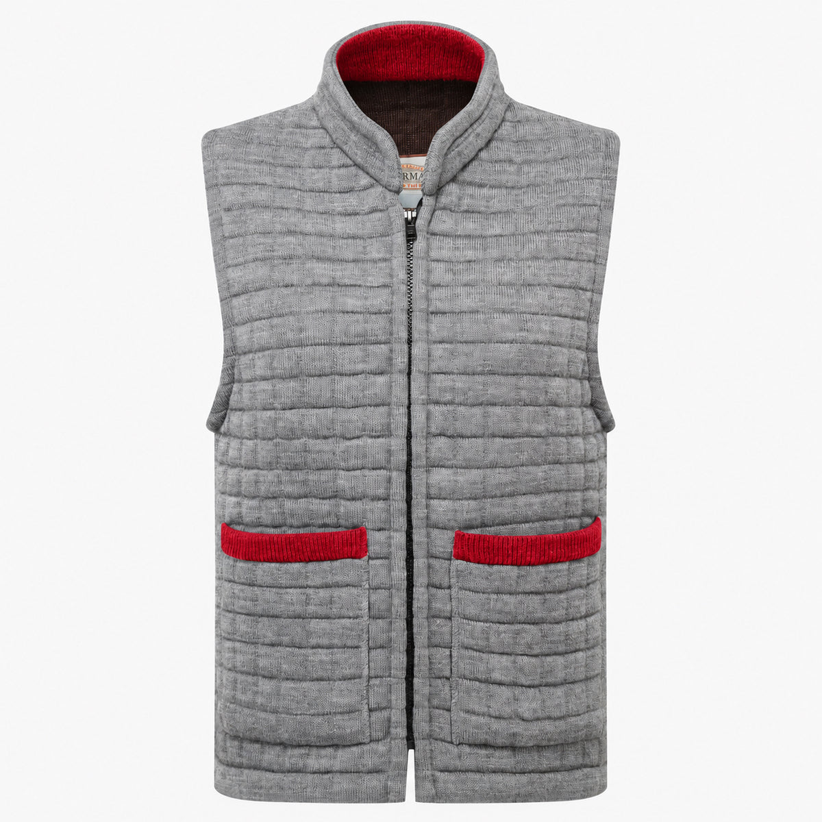 Thermatex Ladies Gilet in Grey with Red trim #Trim colour_Red