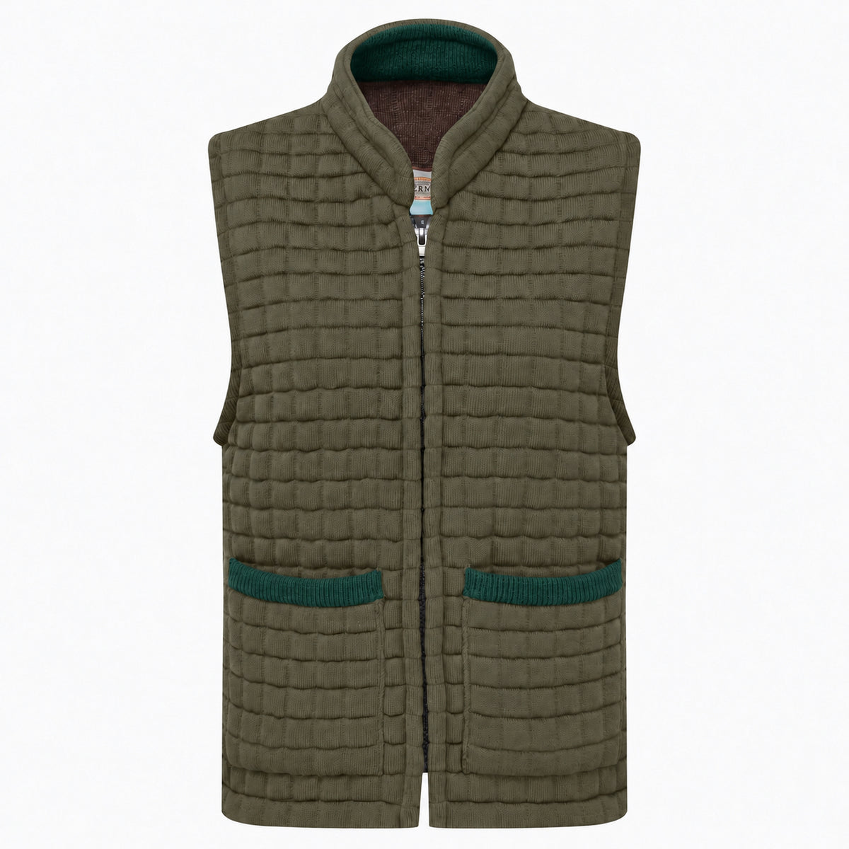 Thermatex Ladies Gilet in Khaki with Bottle trim #Trim colour_Bottle