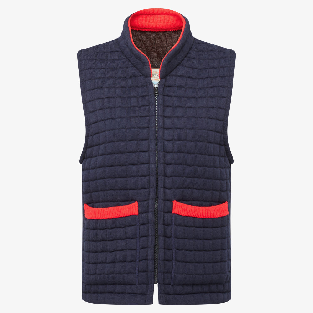 Thermatex Ladies Gilet in Navy & Red, front view