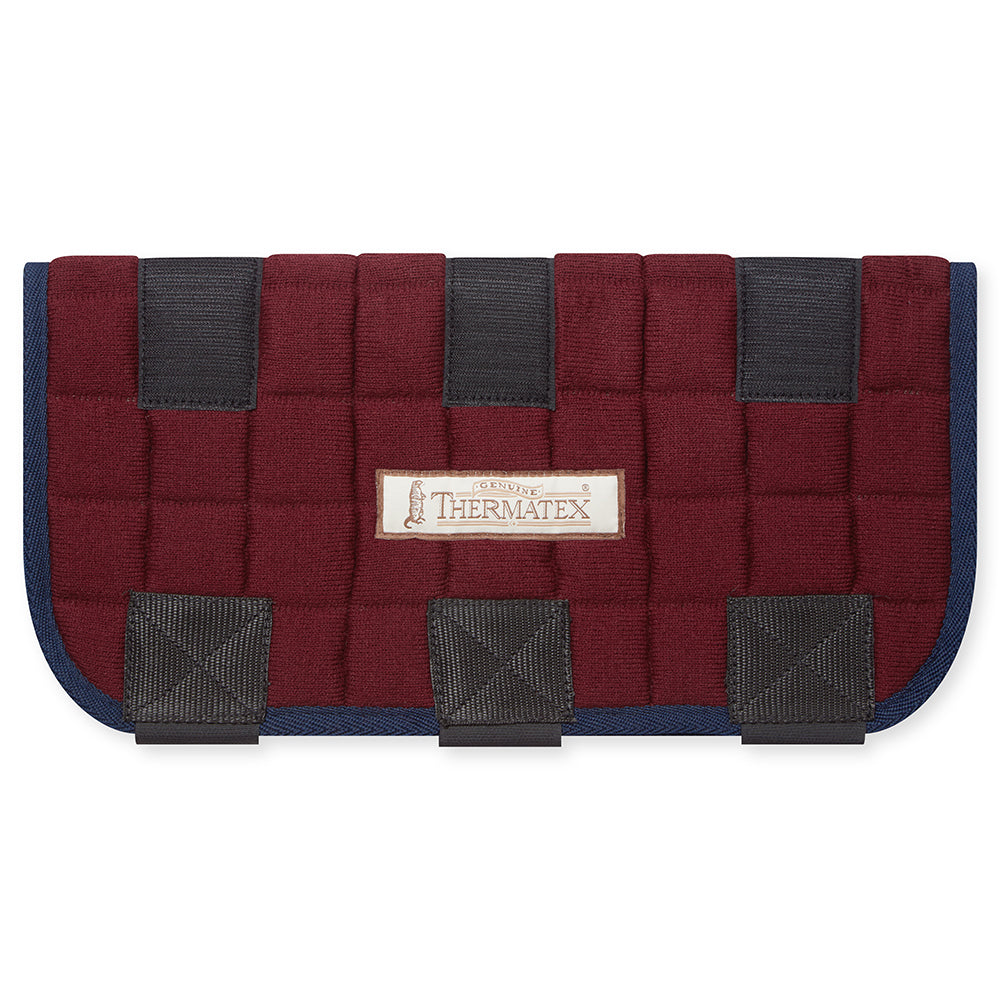 Thermatex Horse leg wrap in claret with navy binding
