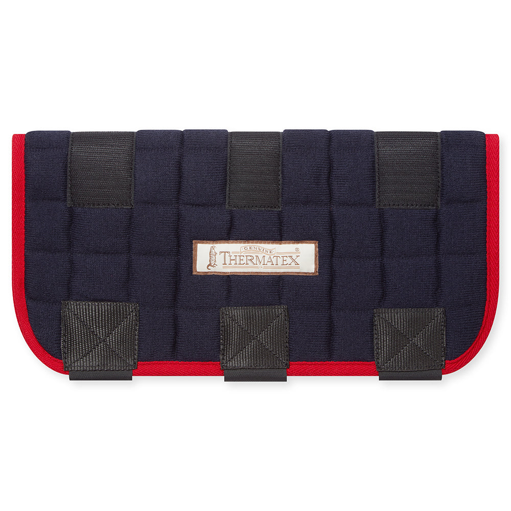 Thermatex Horse leg wrap in navy with red binding