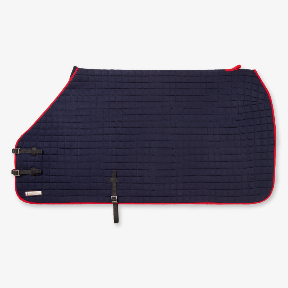 Thermatex Original Cooler Rug in Navy with red binding, side view