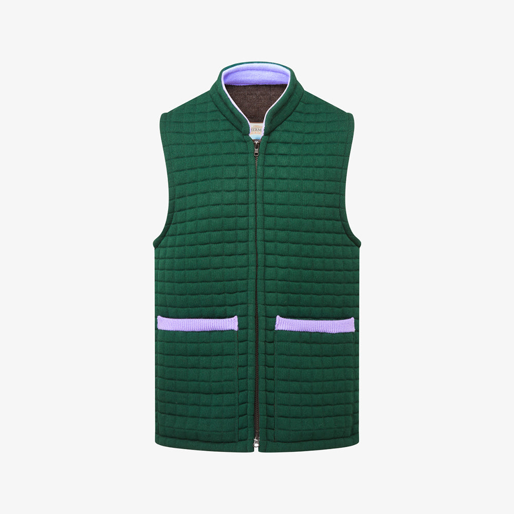 Thermatex Child's Gilet in Bottle Green with Lavender Trim