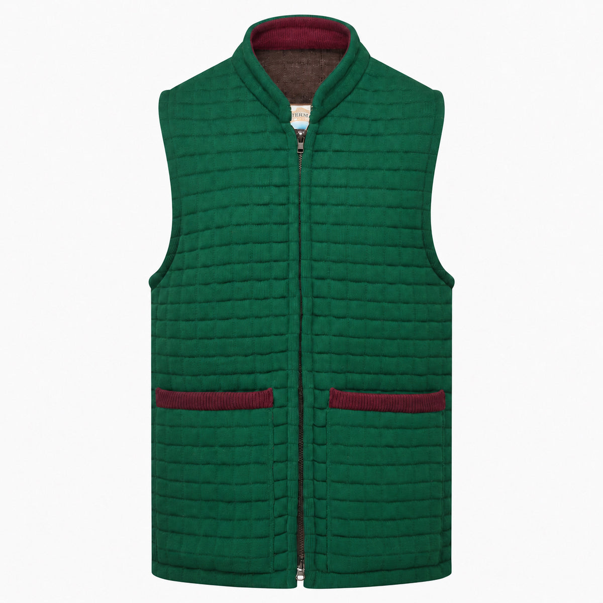 Thermatex Unisex Gilet in Bottle with Burgundy trim #Trim colour_Burgundy