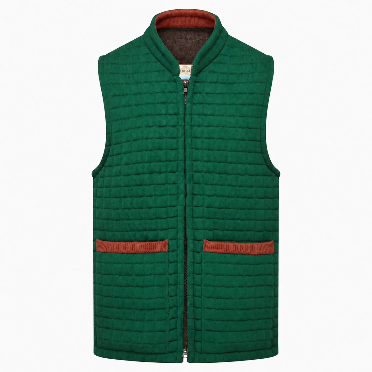 Thermatex Unisex Gilet in Bottle with Cinnamon trim #Trim colour_Cinnamon