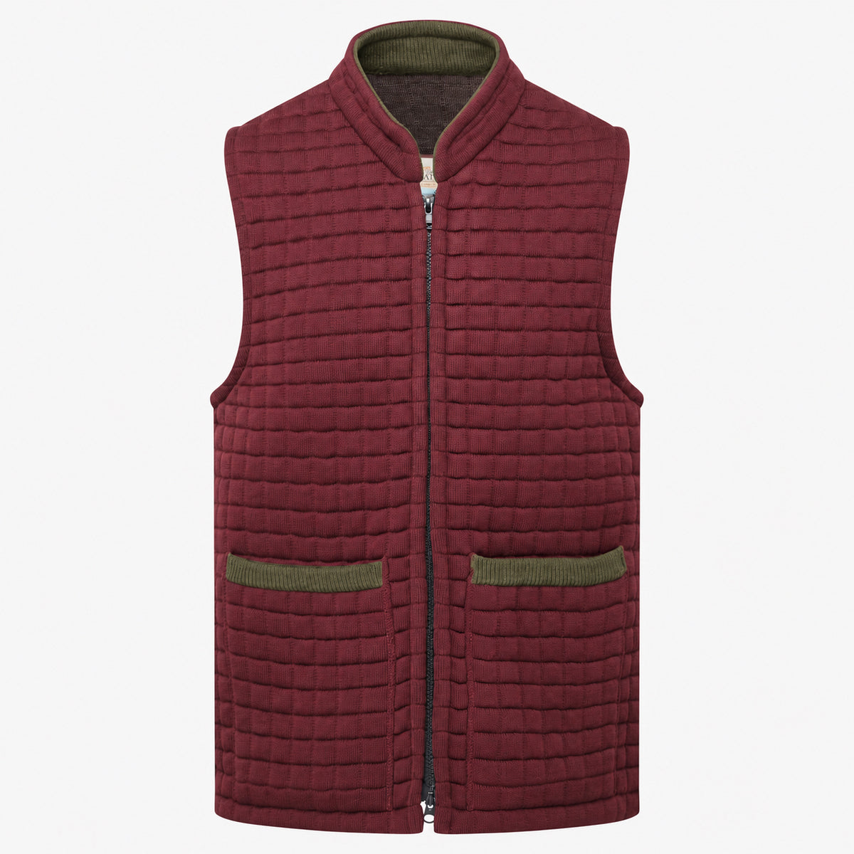 Thermatex Unisex Gilet in Burgundy with Khaki trim #Trim colour_Khaki