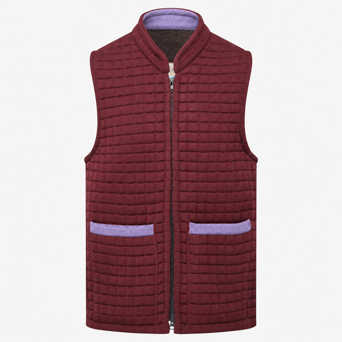 Thermatex Unisex Gilet in Burgundy with Lavender trim #Trim colour_Lavender