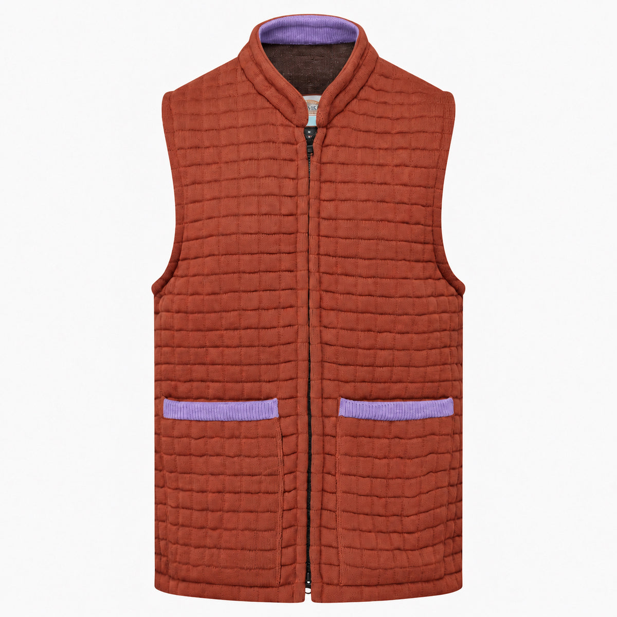 Thermatex Unisex Gilet in Cinnamon with Lavender trim #Trim colour_Lavender