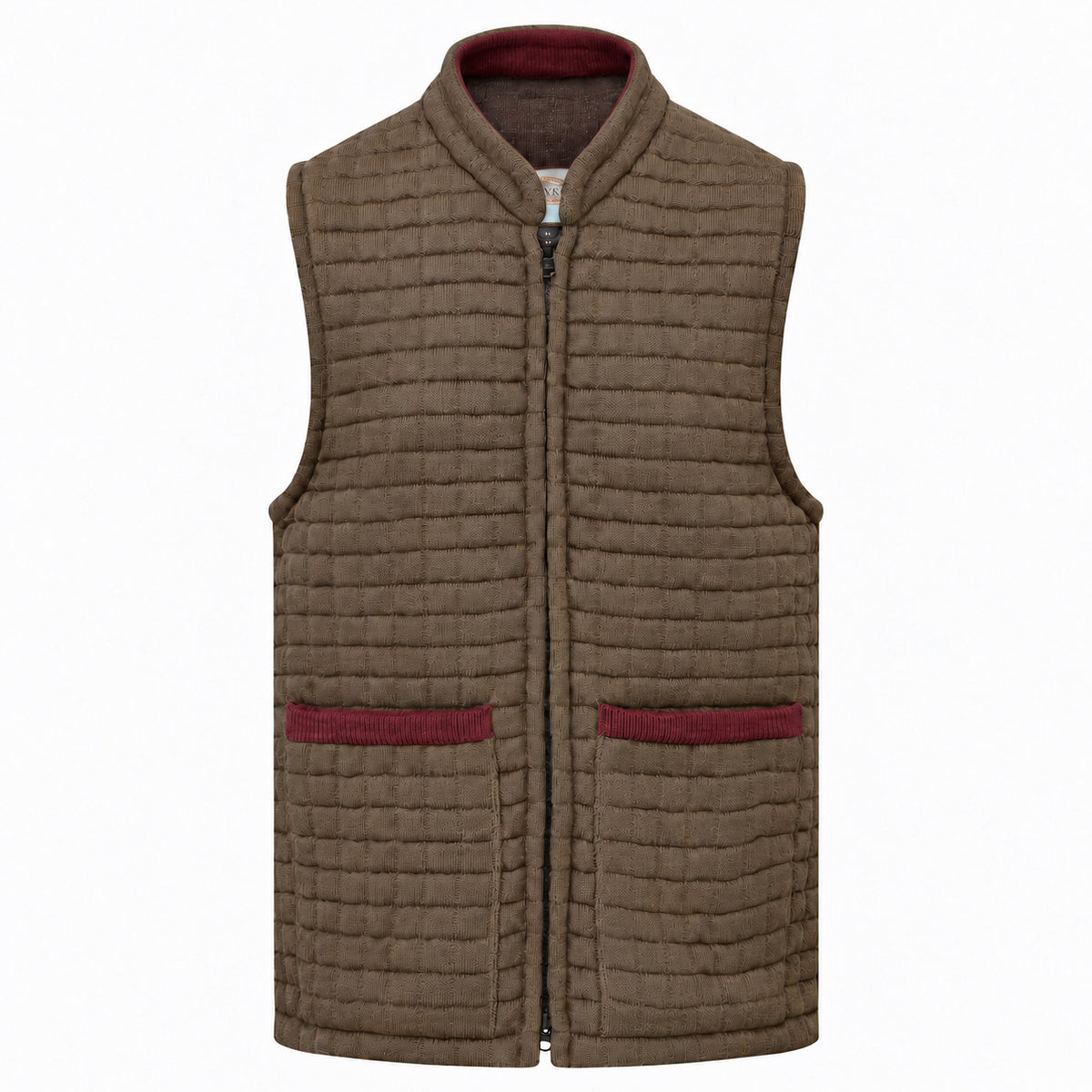 Thermatex Unisex Gilet in Coffee with Burgundy trim #Trim colour_Burgundy