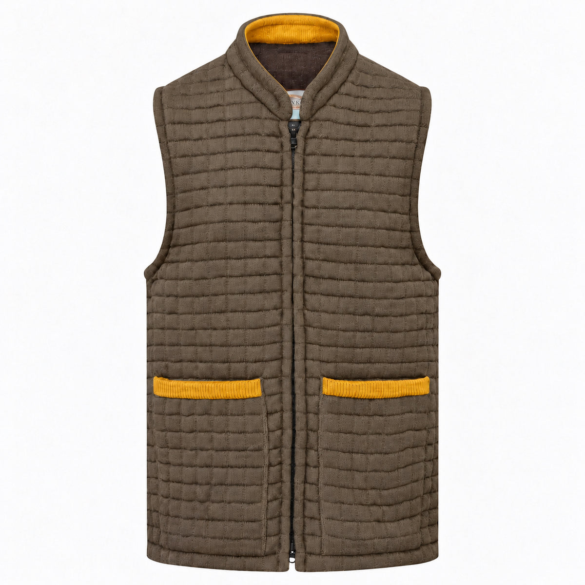 Thermatex Unisex Gilet in Coffee with Gold trim #Trim colour_Gold