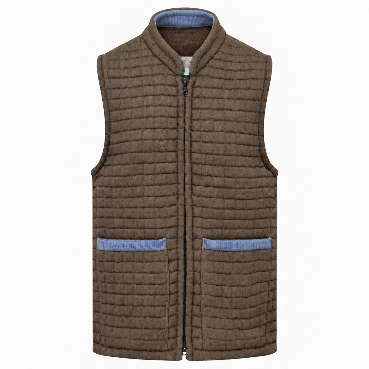 Thermatex Unisex Gilet in Coffee with Mediterranean trim #Trim colour_Mediterranean