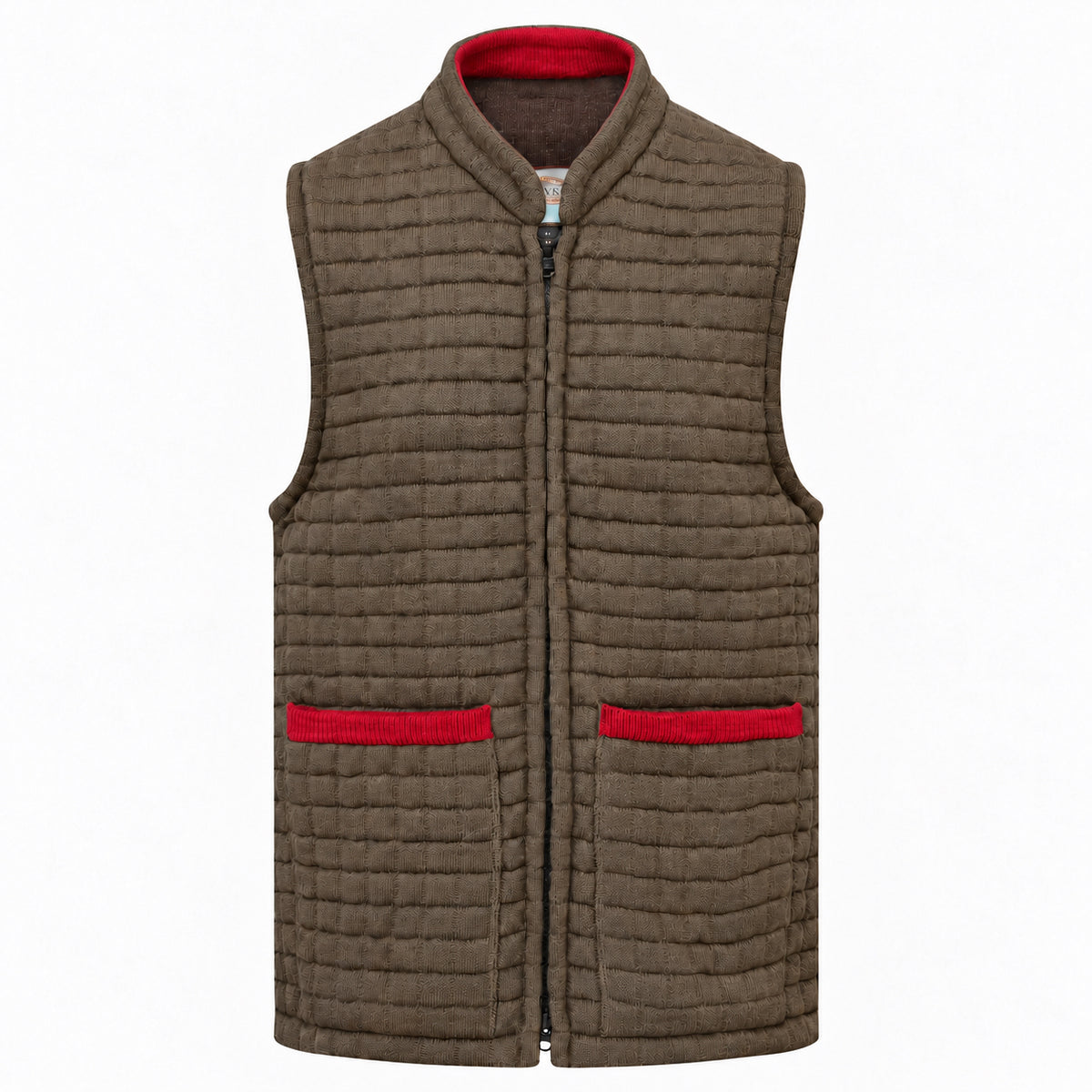 Thermatex Unisex Gilet in Coffee with Red trim #Trim colour_Red
