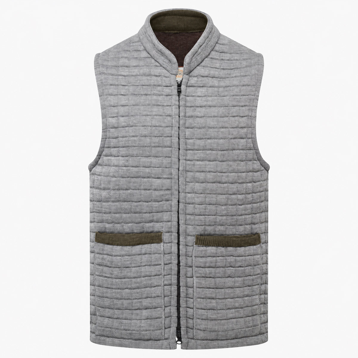 Thermatex Unisex Gilet in Grey with Coffee trim #Trim colour_Coffee