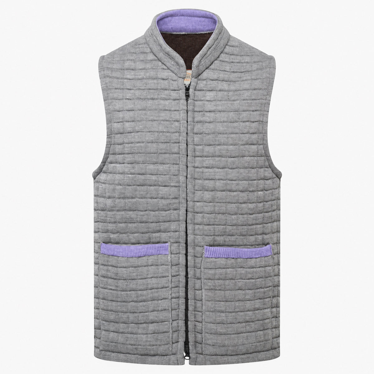 Thermatex Unisex Gilet in Grey with Lavender trim #Trim colour_Lavender