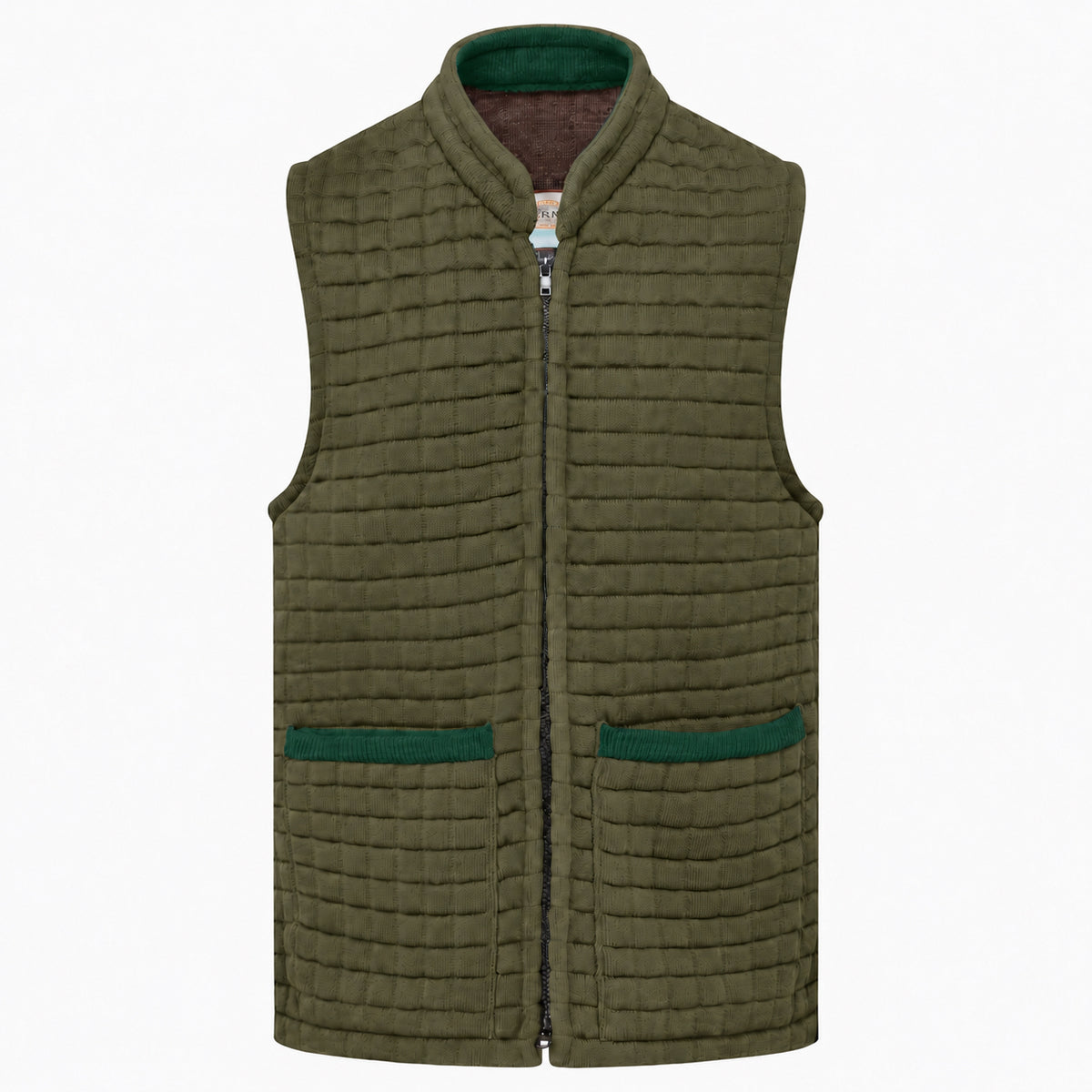 Thermatex Unisex Gilet in Khaki with Bottle trim #Trim colour_Bottle