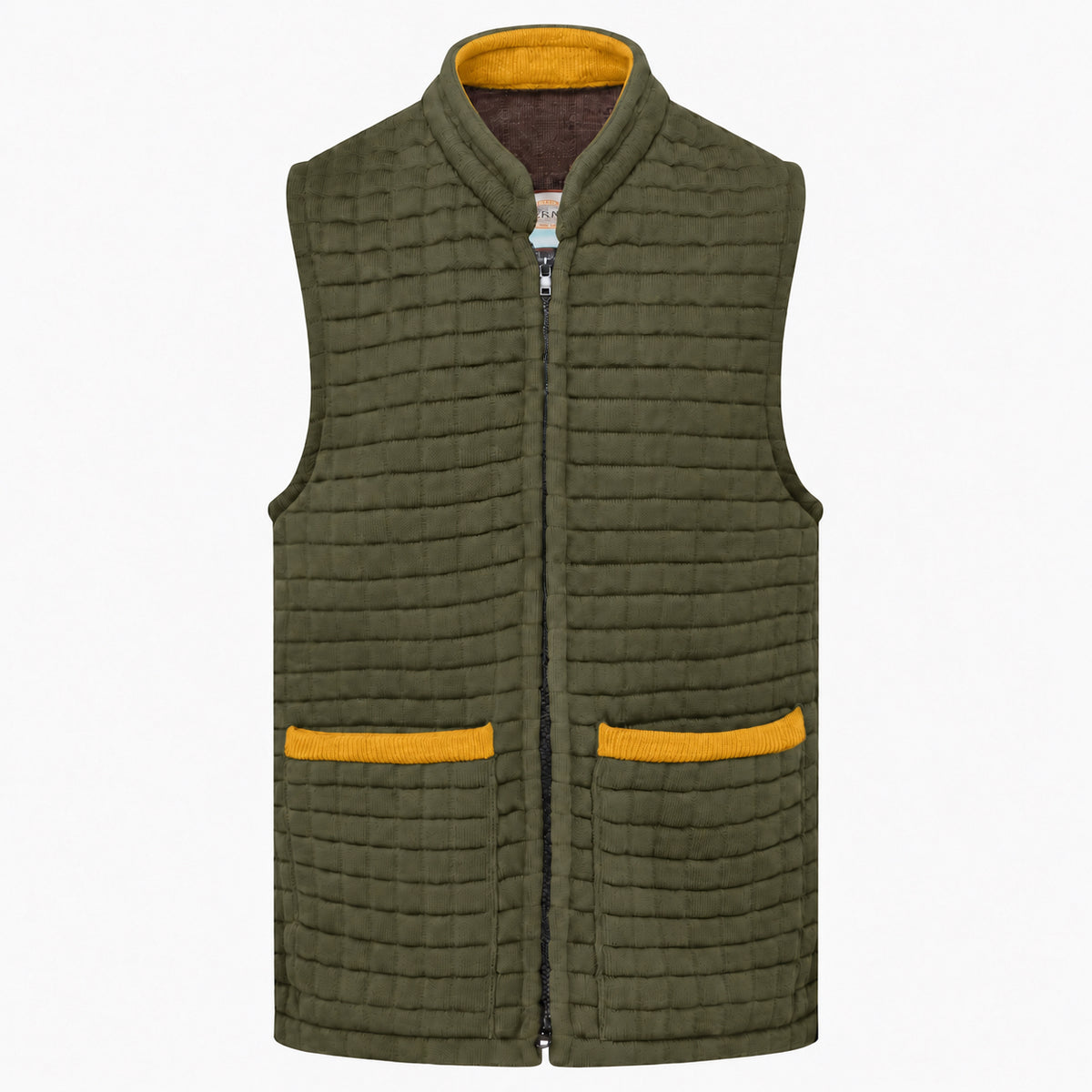 Thermatex Unisex Gilet in Khaki with Gold trim #Trim colour_Gold