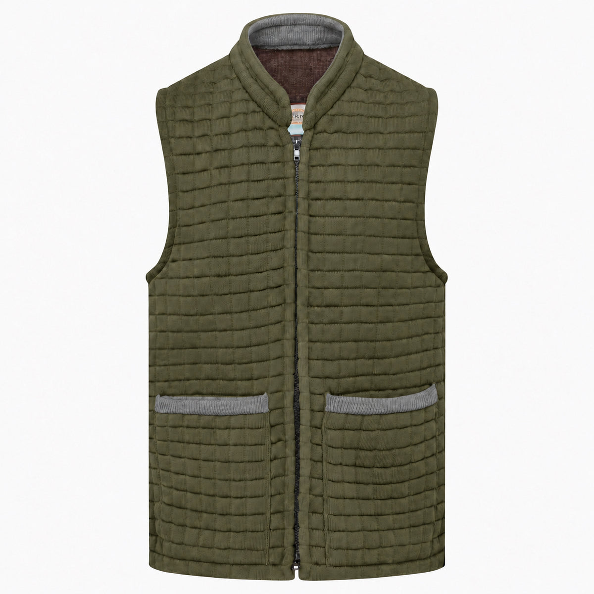 Thermatex Unisex Gilet in Khaki with Grey trim #Trim colour_Grey